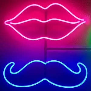 Lip & Mustache - LED Neon Sign